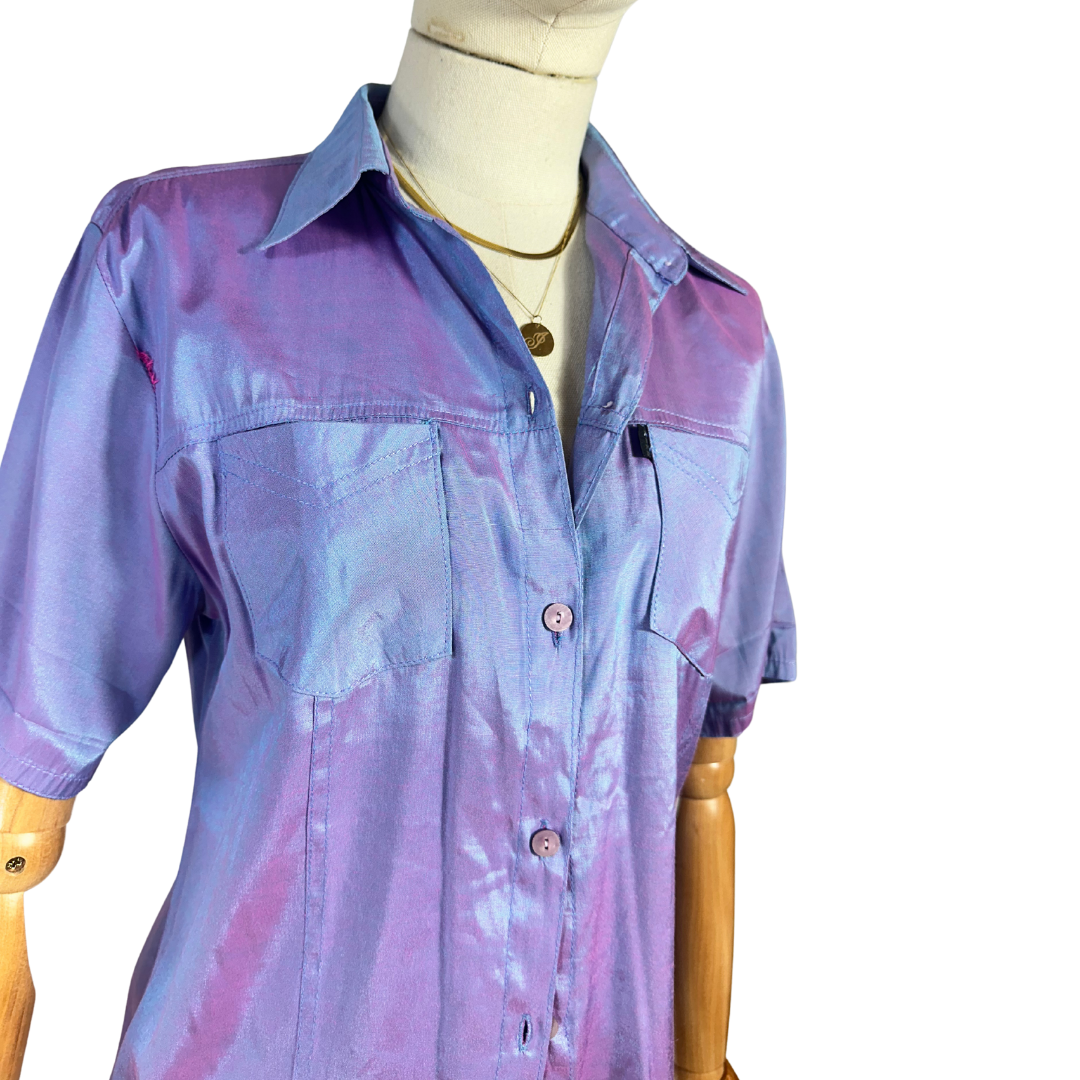 Purple holographic shirt - S