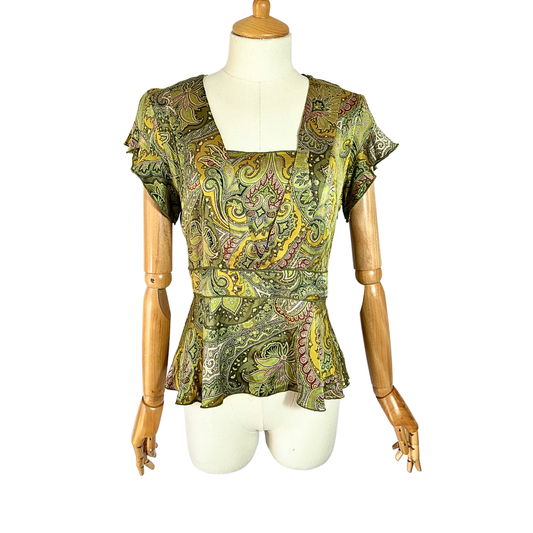 Paisley print silk top - S