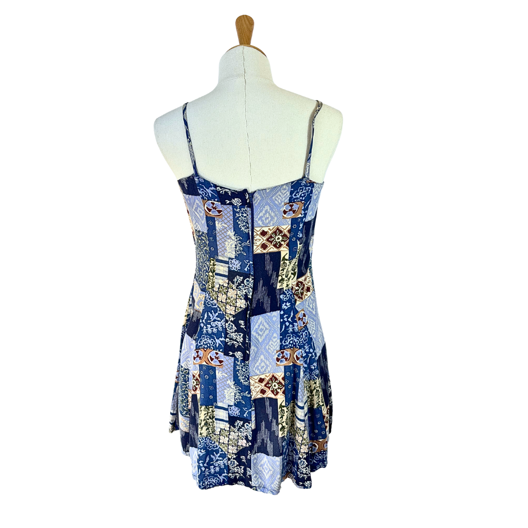 90s spaghetti strap floral dress - S