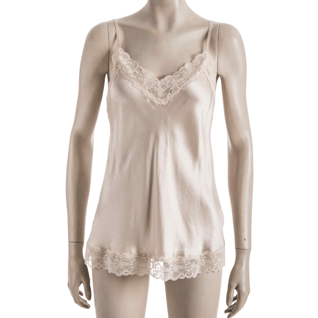 V-neck lace and silk lingerie top - M
