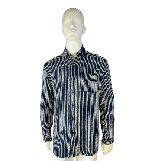 90s striped longsleeve textured shirt - S