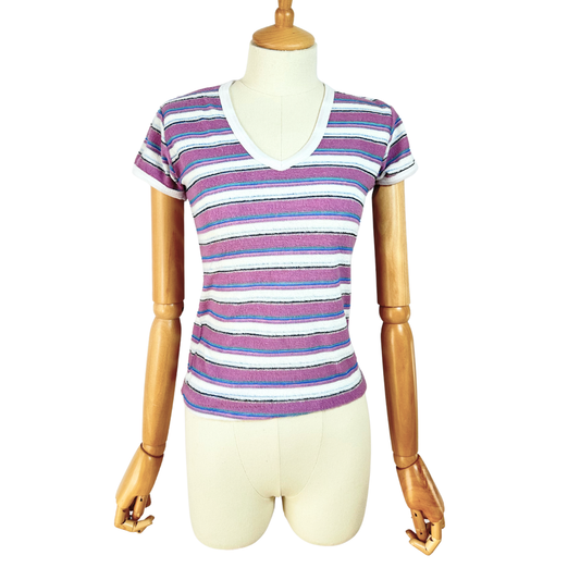 Vintage striped terry cloth tshirt - S