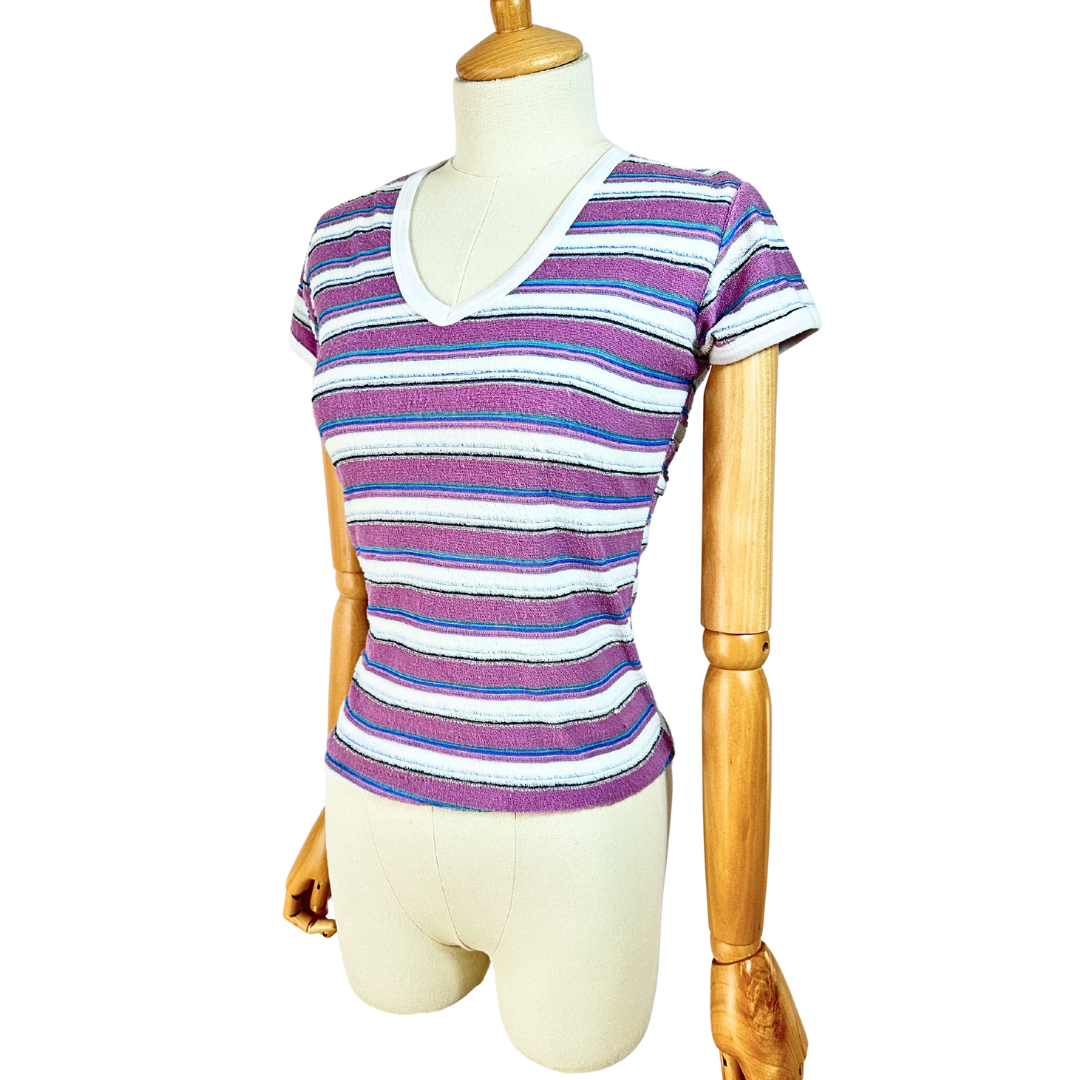 Vintage striped terry cloth tshirt - S