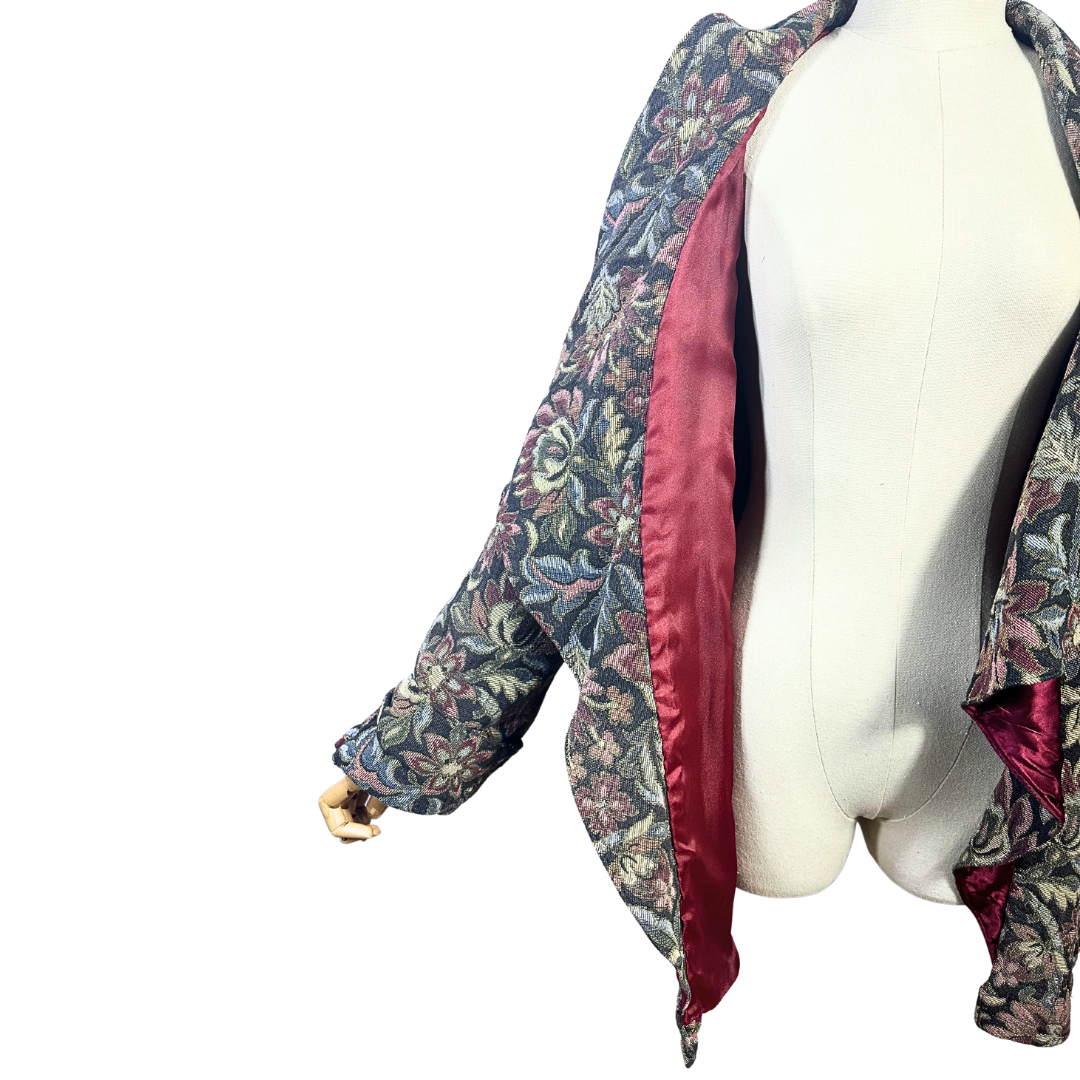 Vintage floral tapestry waterfall jacket - M/L