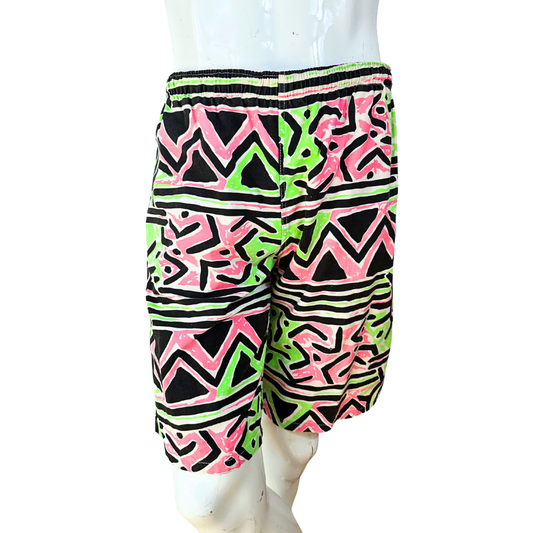 90s neon printed shorts - M