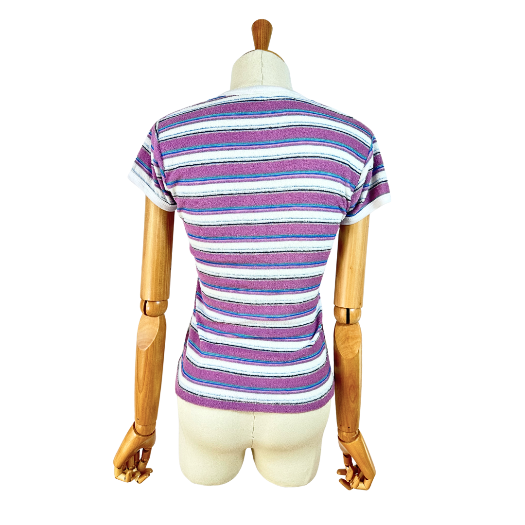 Vintage striped terry cloth tshirt - S