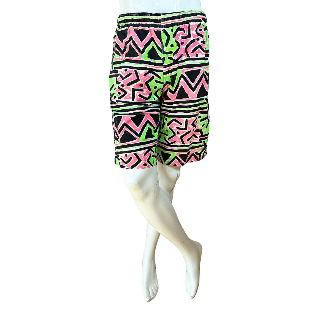 90s neon printed shorts - M