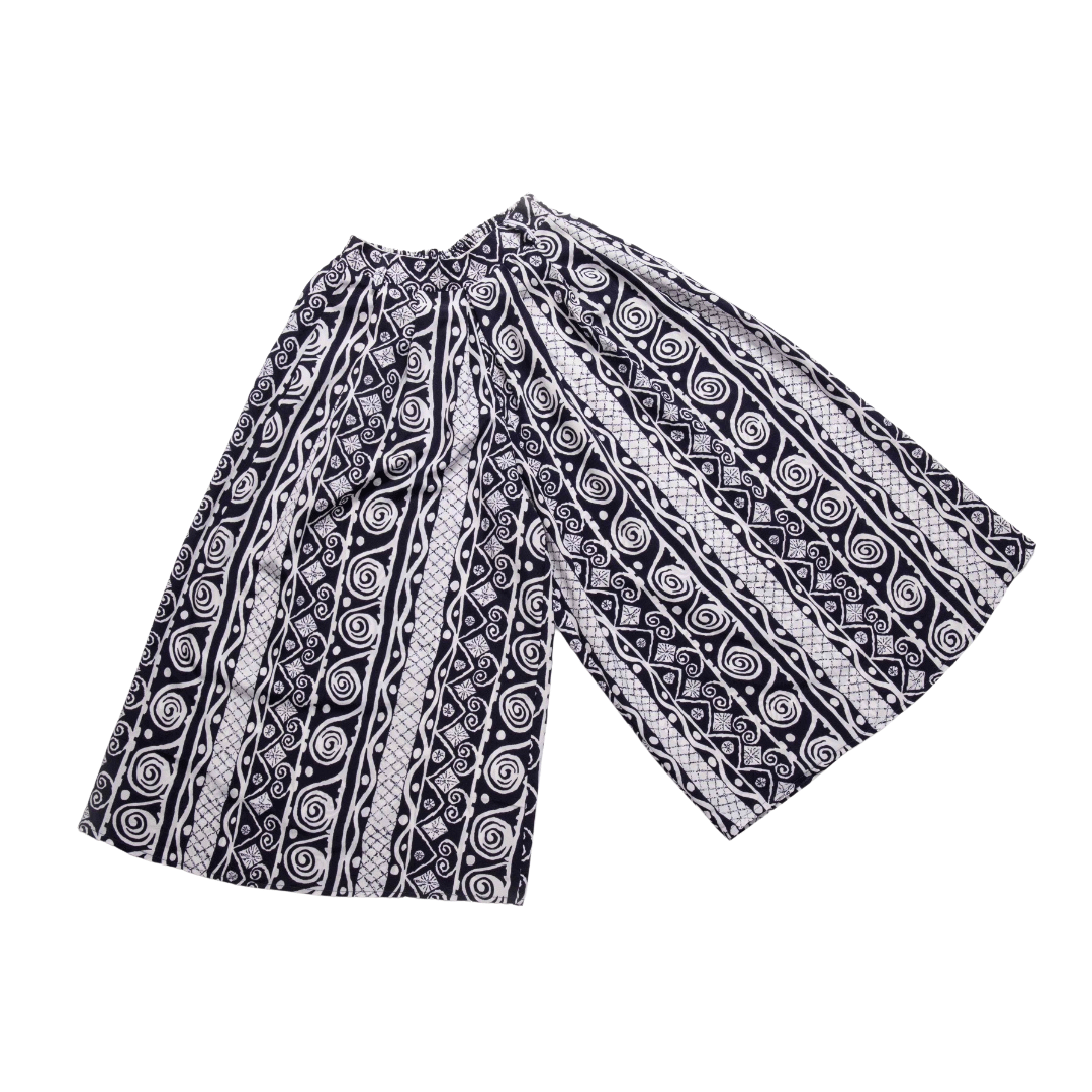 Printed culottes with elasticated waistband - S