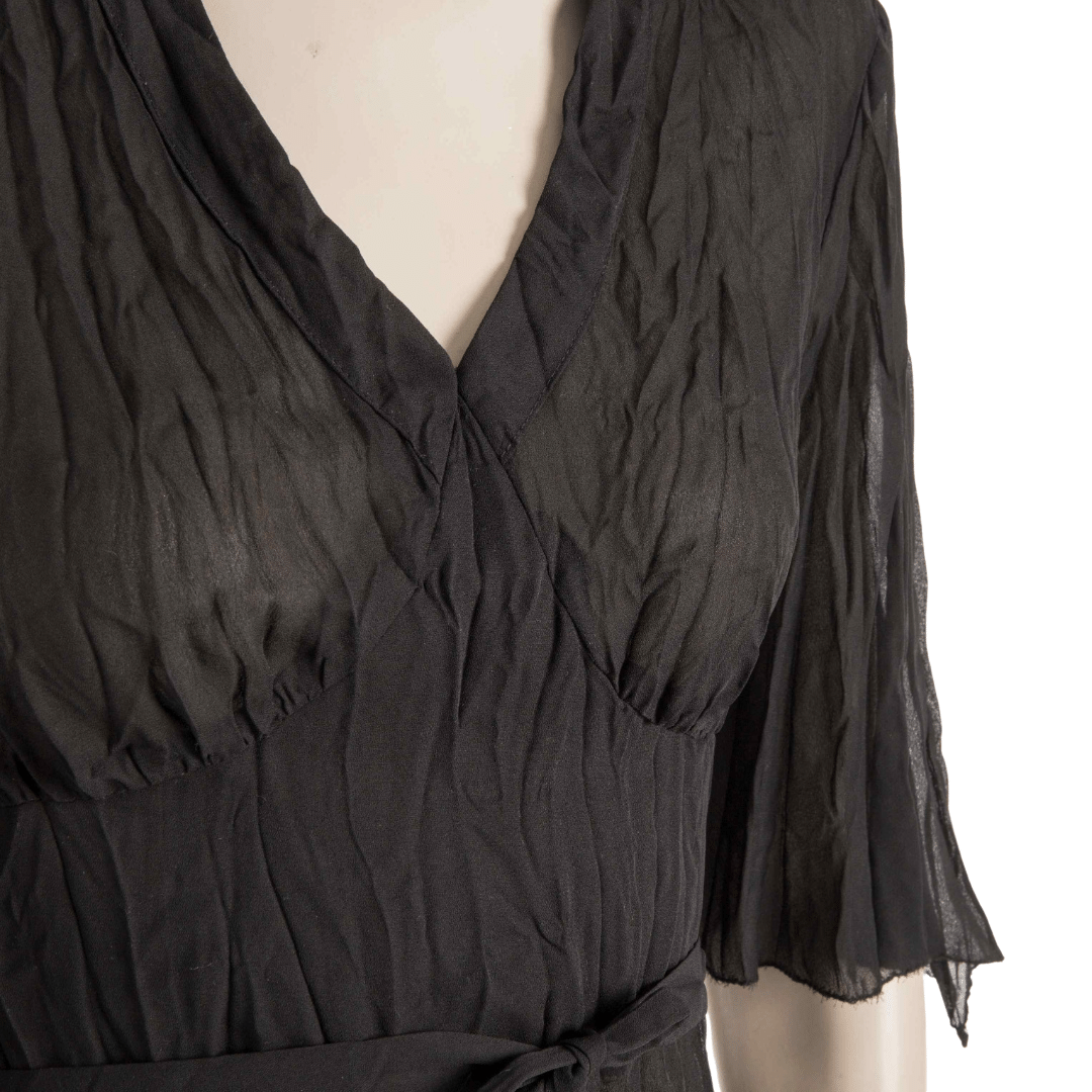 Vneck bellsleeve sheer top - S