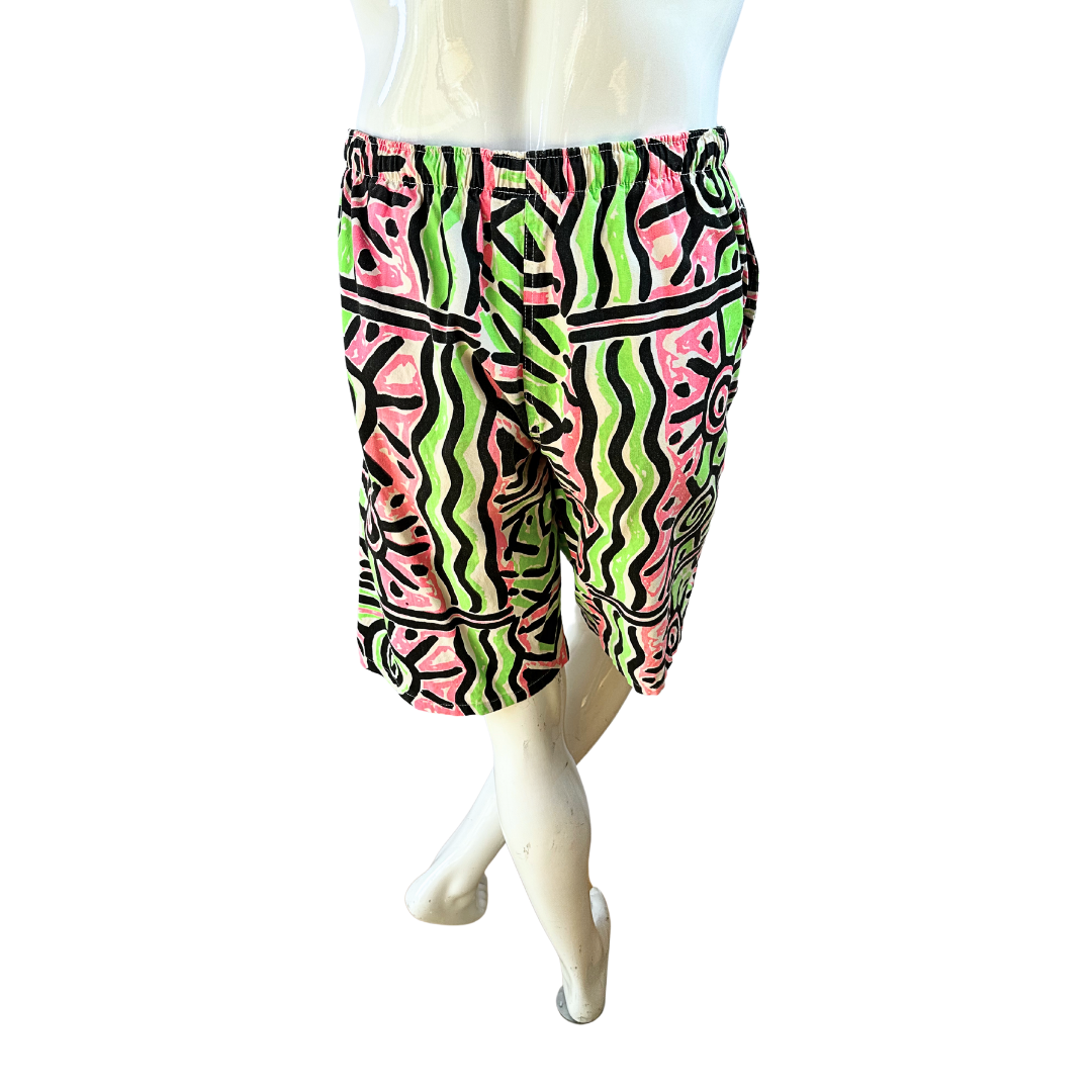 90s neon printed shorts - M