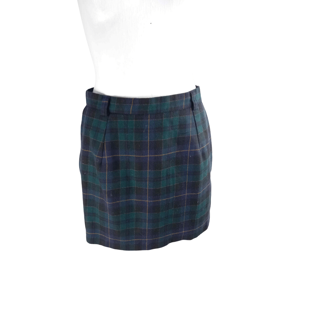 Grunge plaid wool mini skirt - S