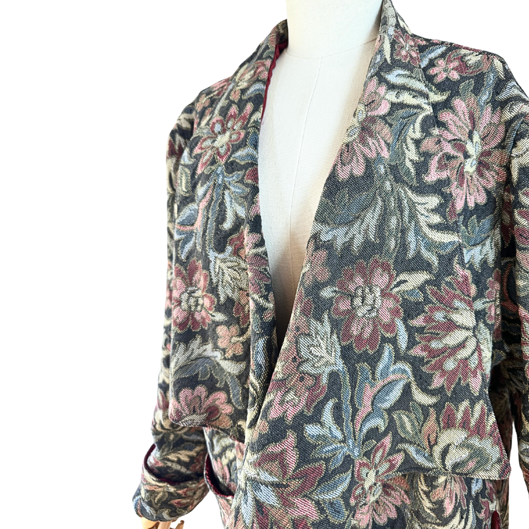 Vintage floral tapestry waterfall jacket - M/L