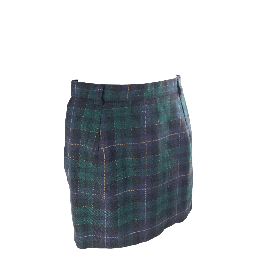 Grunge plaid wool mini skirt - S