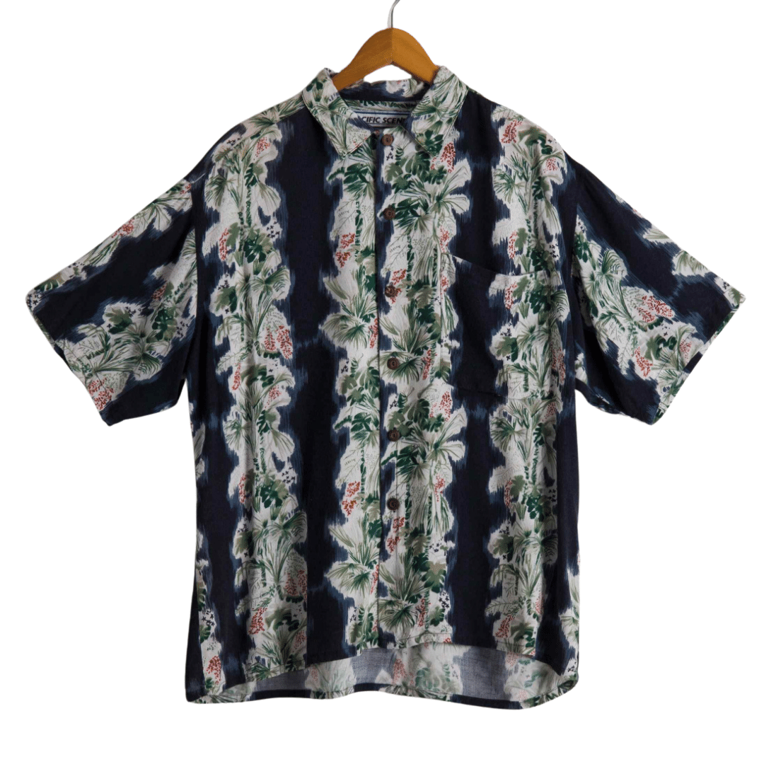 Tropical print shortsleeve shirt - L