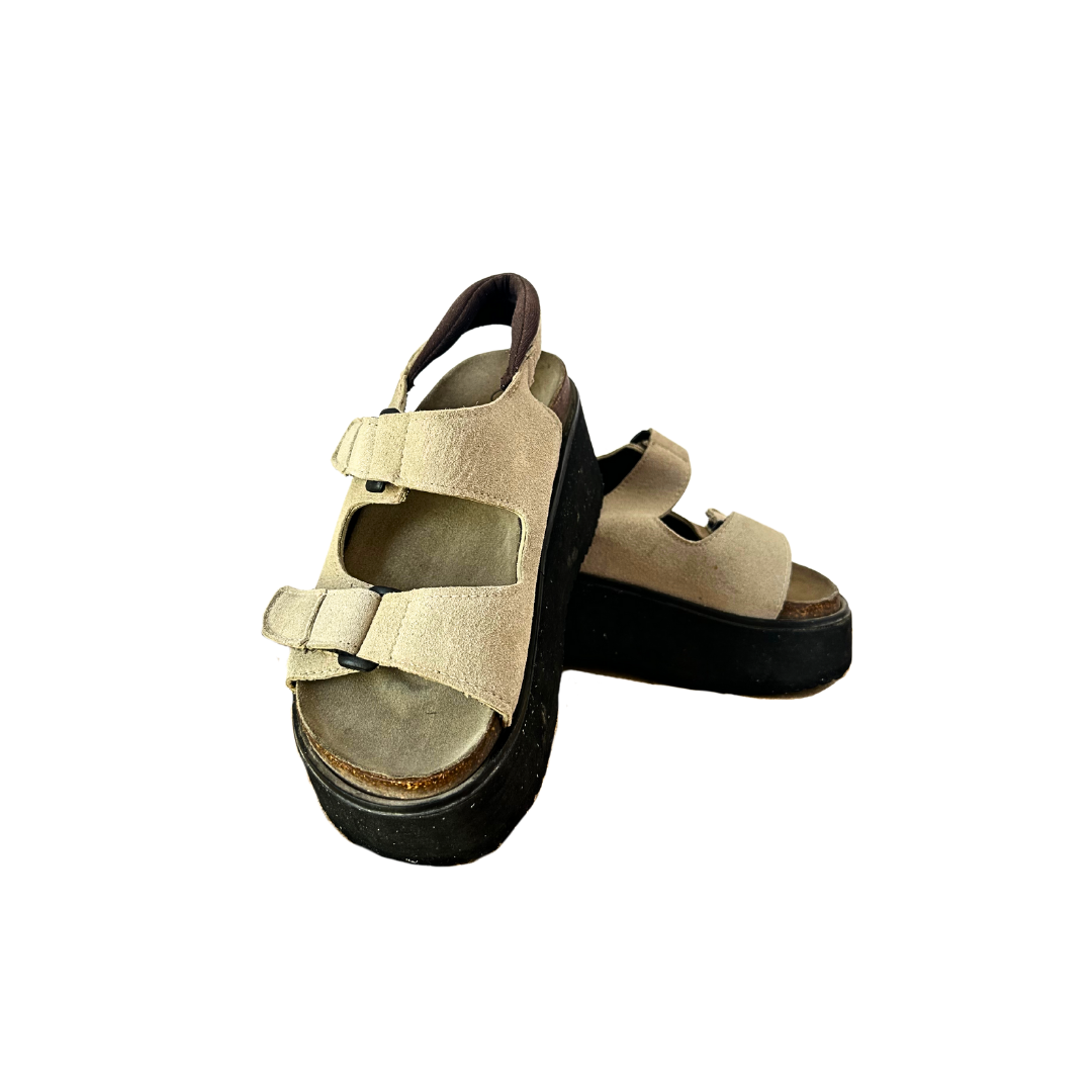 90s platform suede wedge sandals - UK 5