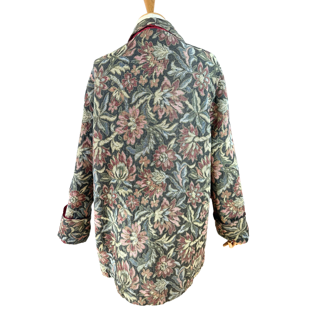 Vintage floral tapestry waterfall jacket - M/L