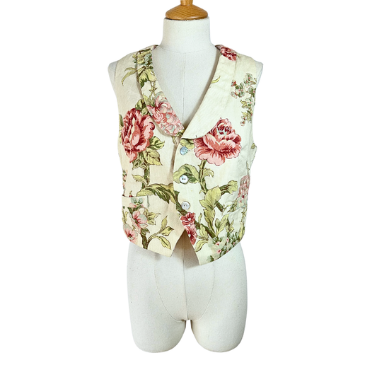 Cream floral cropped waistcoat - S