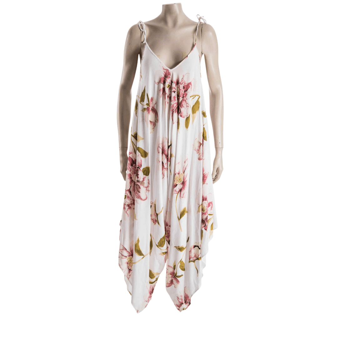 Floral print harem jumpsuit with adjustable straps - S/M