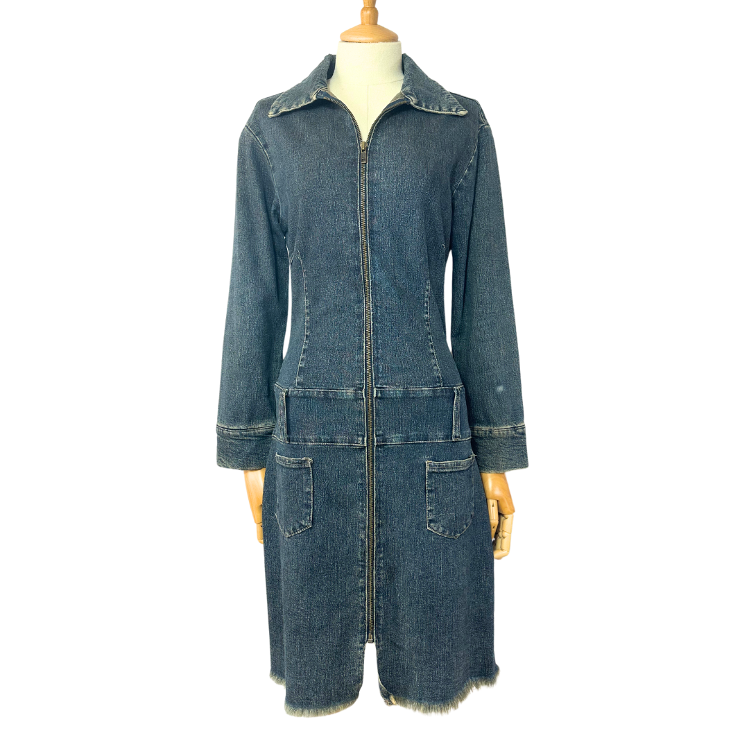 Blue drop waist denim shirt dress - S