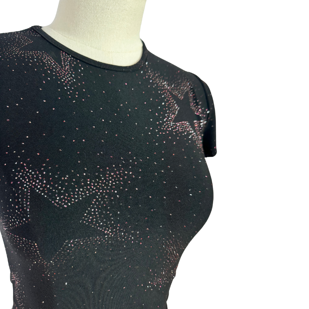 Black 90s sparkly star cropped top - S