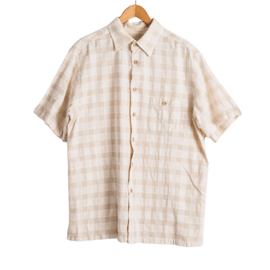 Checkered shortsleeve shirt - L