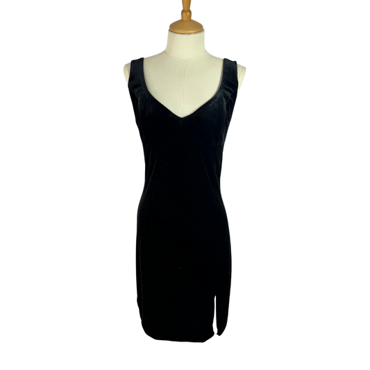 Black sleeveless velvet dress - M