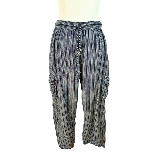 Striped boho cargo pants - M