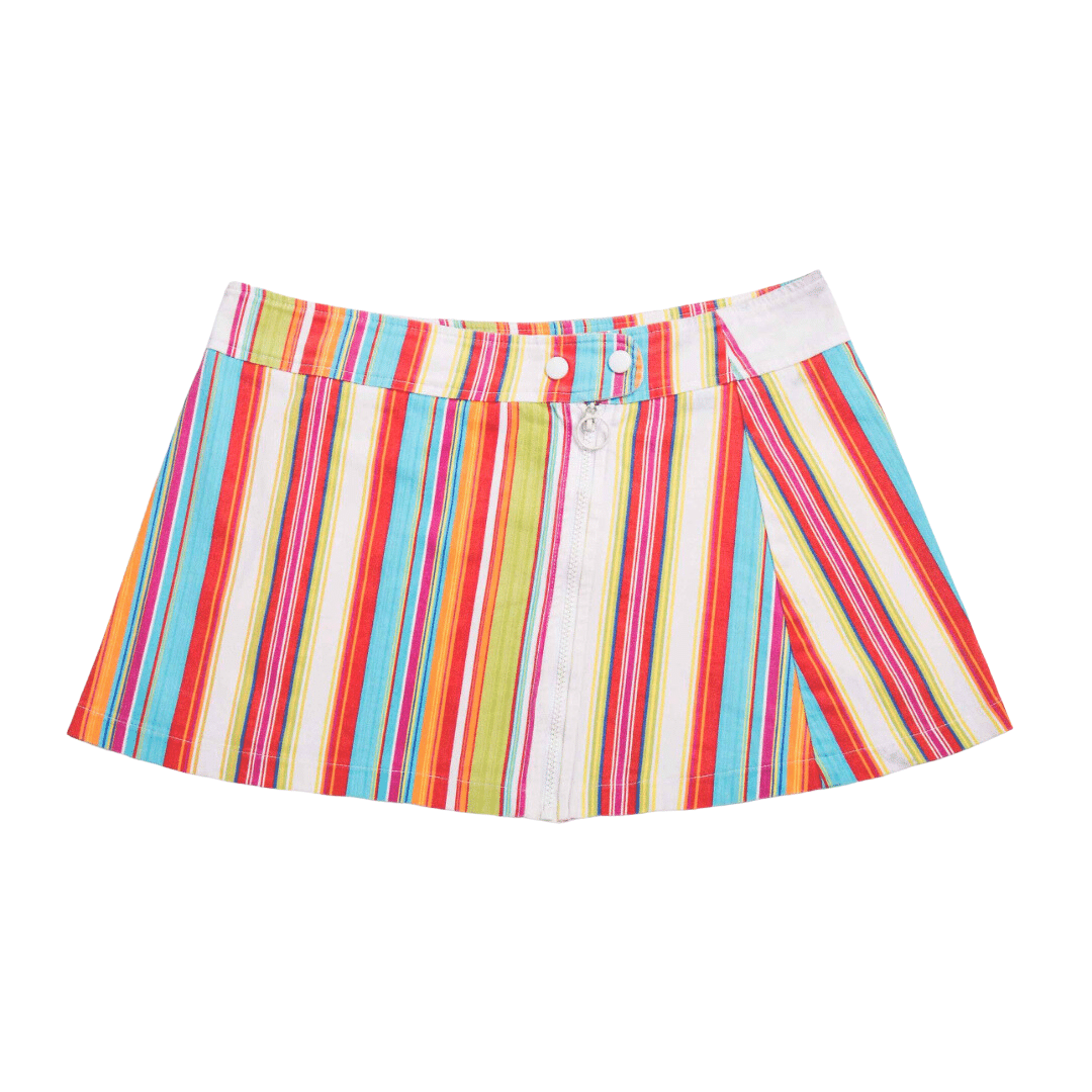 Colourful stripe Y2k low-rise mini skirt - L
