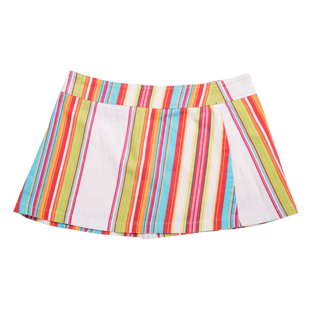 Colourful stripe Y2k low-rise mini skirt - L