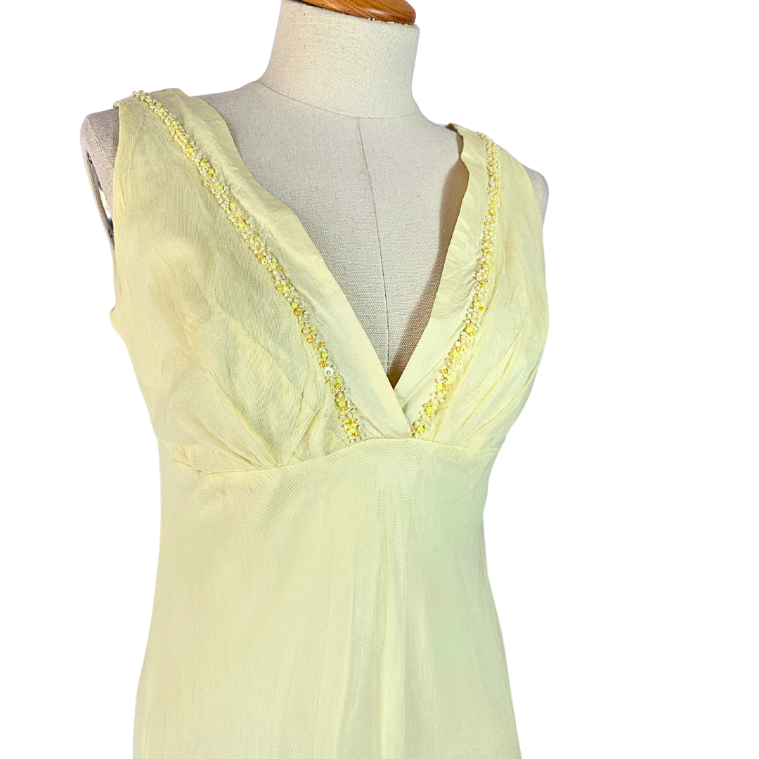 Yellow Hip Hop beaded mesh dress - M