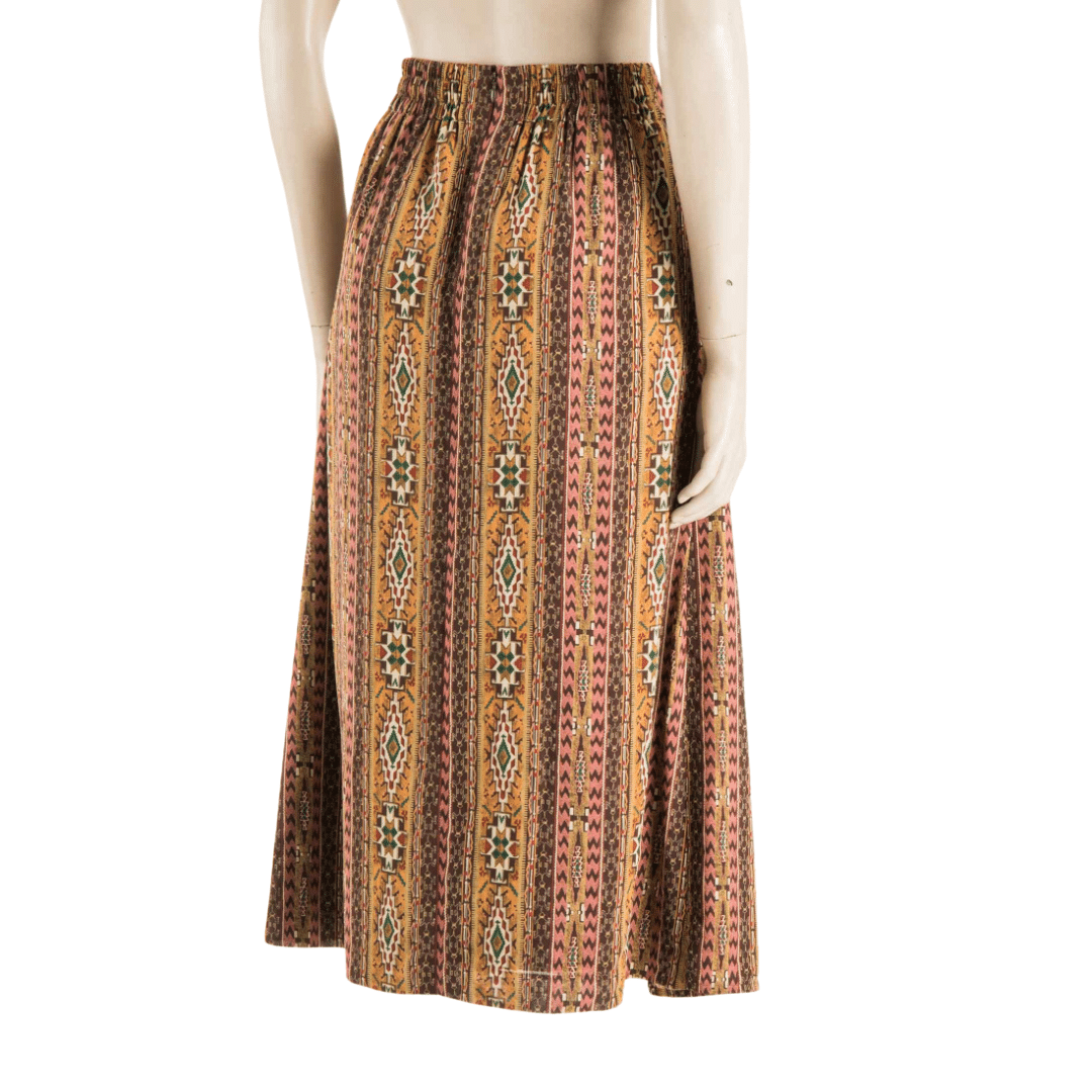 Aztec print faux wrap maxi skirt - S