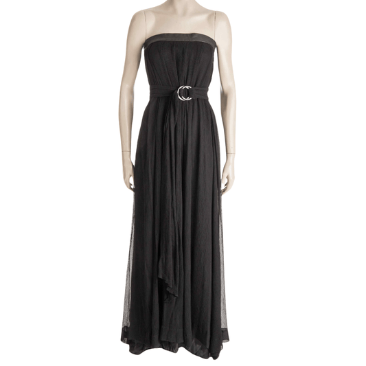 Malene Birger leather and silk strapless maxi dress with belt - M (Free Delivery)