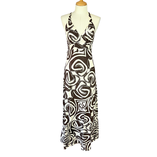 Swirl print halterrneck maxi dress - S