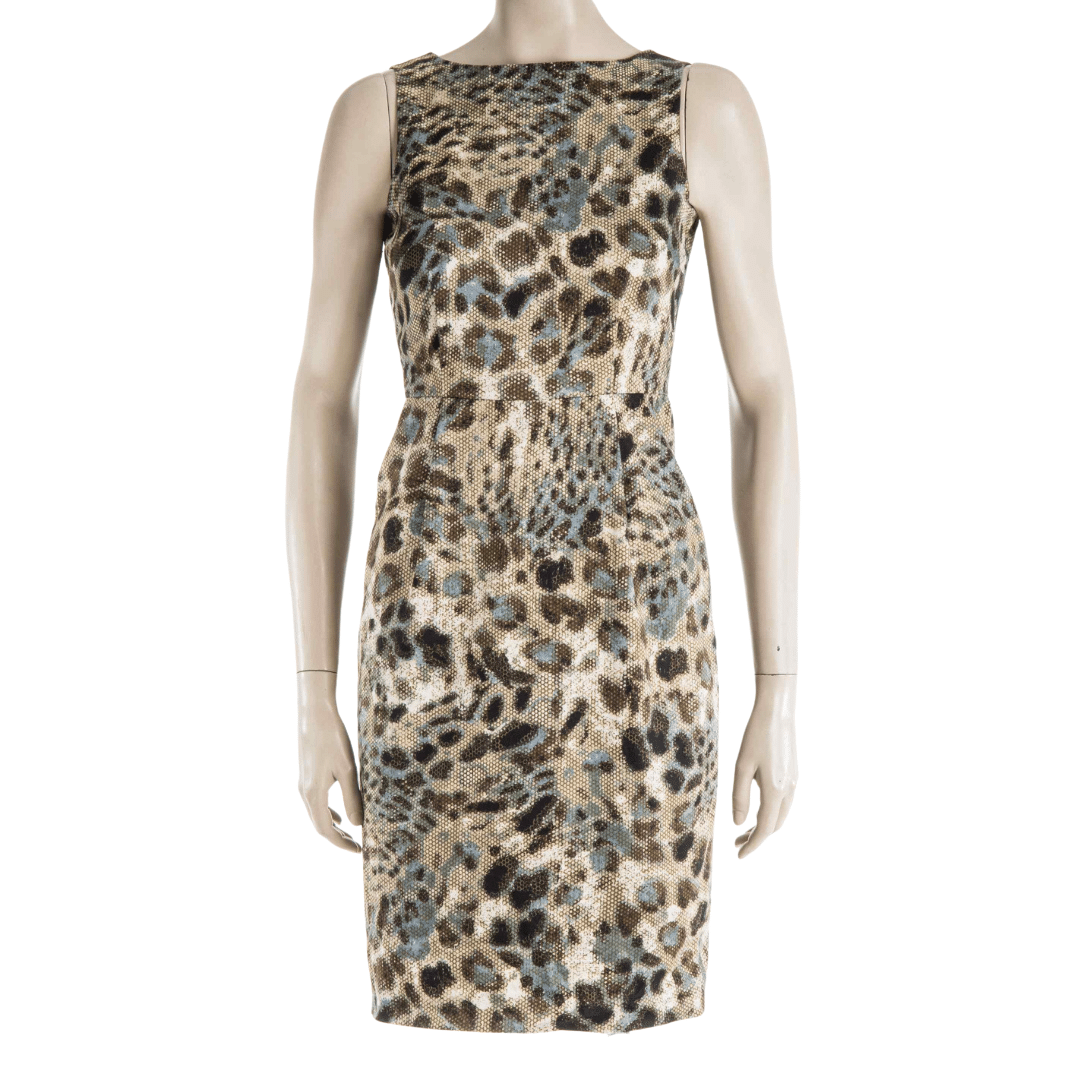 Max Mara Italy boat neck snakeskin printed dress - XS