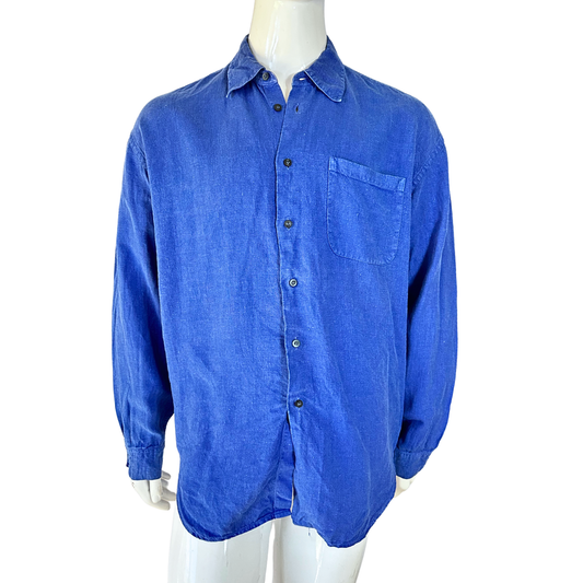 Blue vintage linen shirt - L