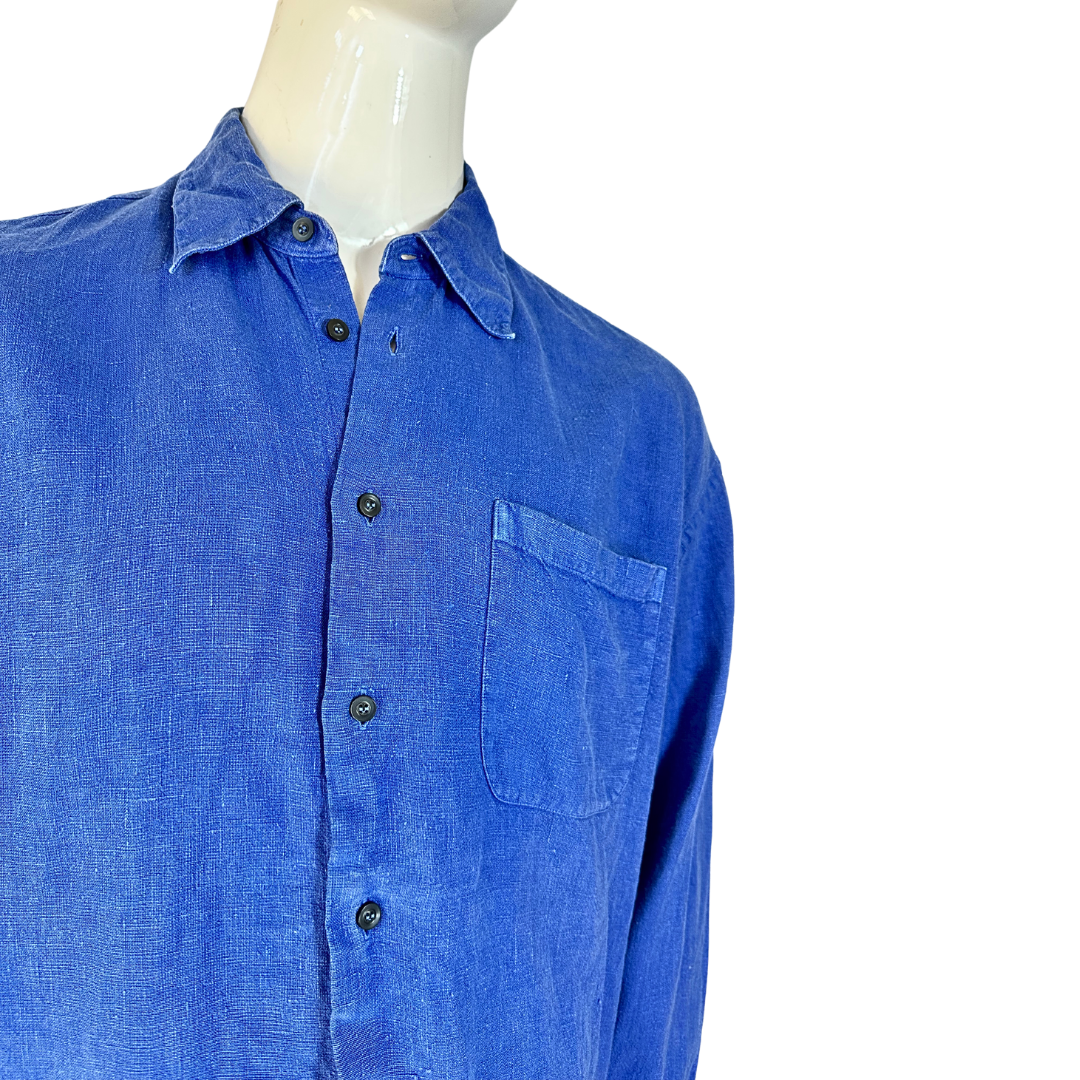 Blue vintage linen shirt - L