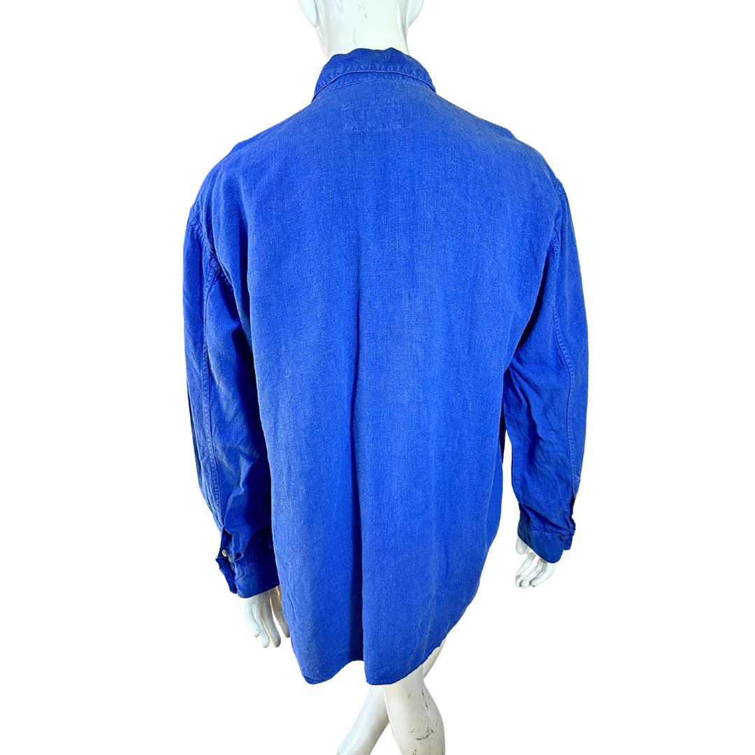 Blue vintage linen shirt - L