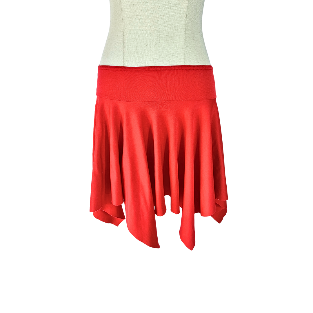 Red Y2K low rise asymmetrical hem mini skirt - S