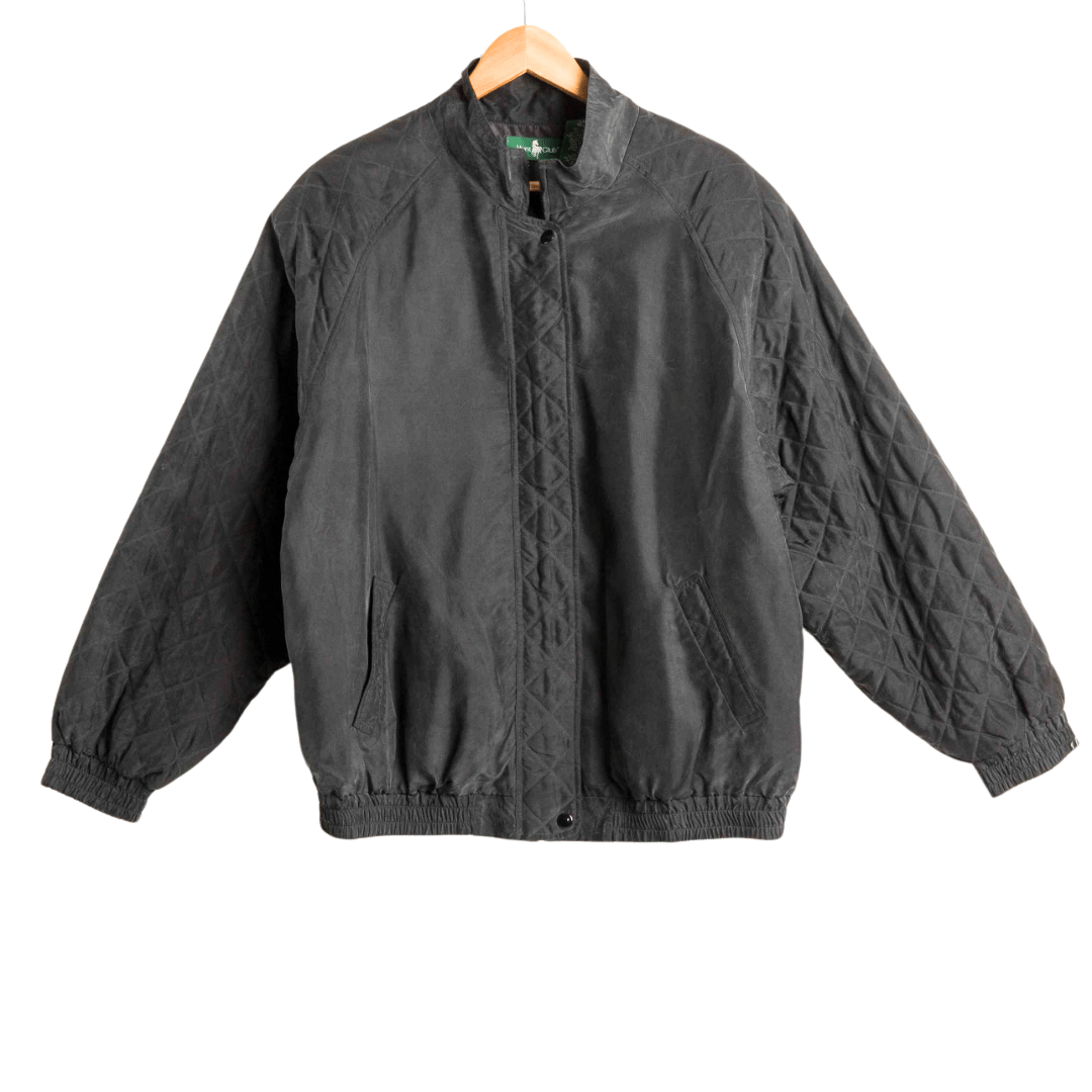 Silk quilted detail bomber jacket - L