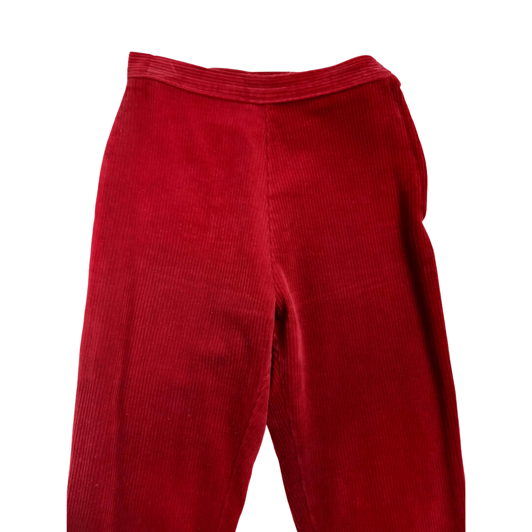 Wine red high-waisted corduroy pants - XS