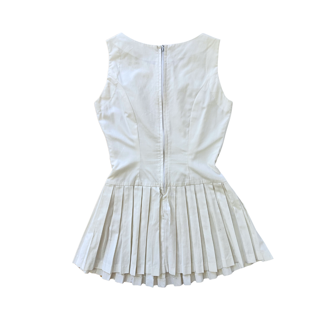 White 70s vintage tennis dress - XS/S