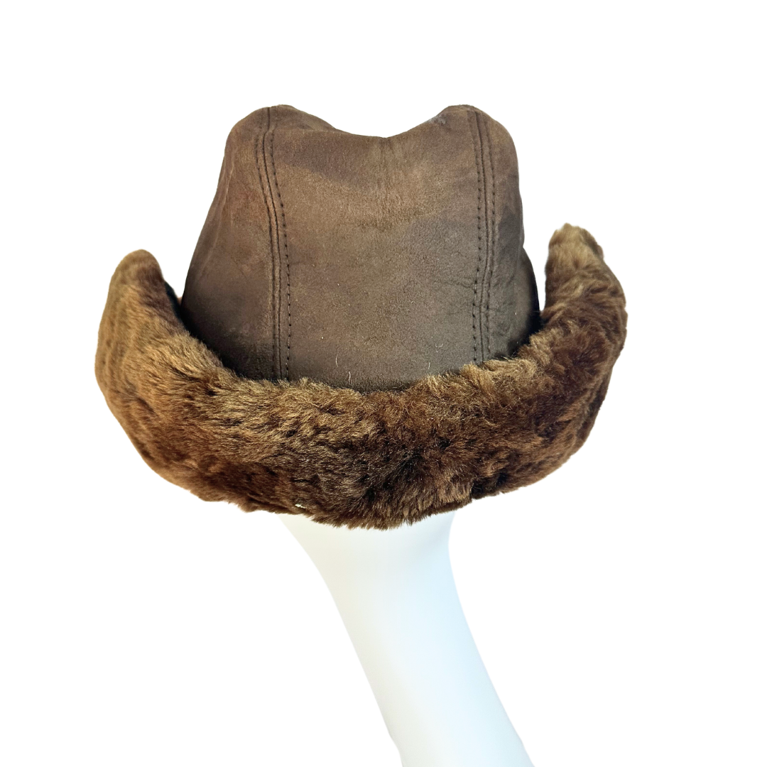 Vintage suede trapper hat - L