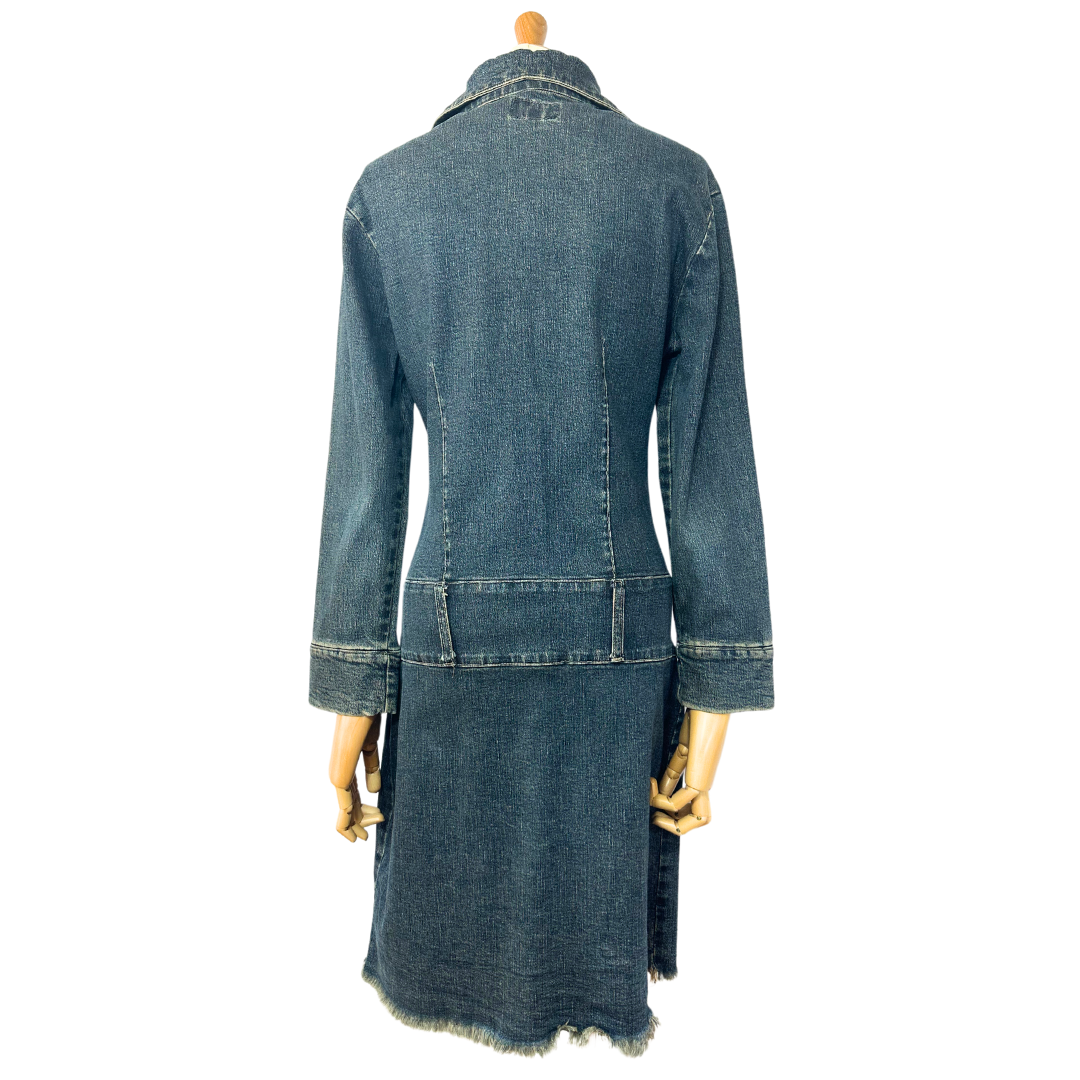 Blue drop waist denim shirt dress - S