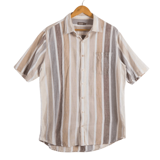 Striped shortsleeve linen shirt - XL