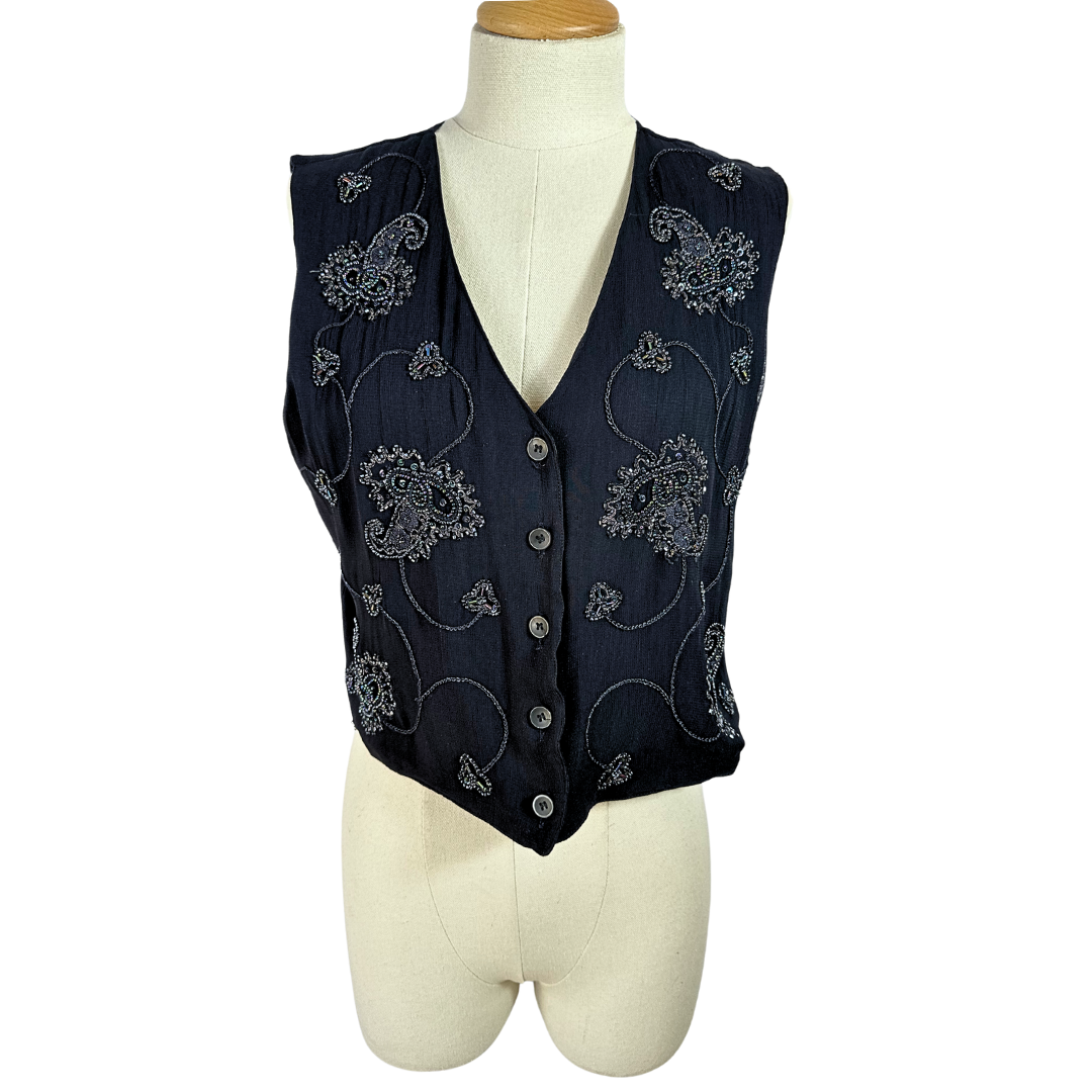 Vintage beaded cropped waistcoat - S