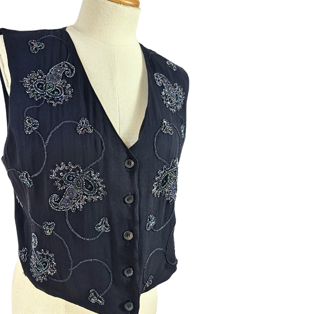 Vintage beaded cropped waistcoat - S