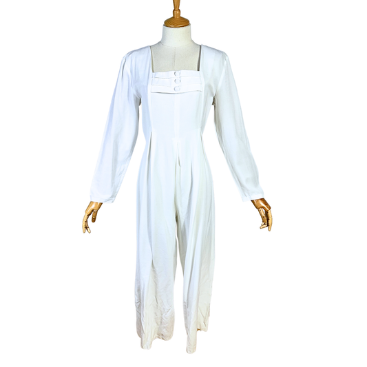 White vintage wide leg jumpsuit - M