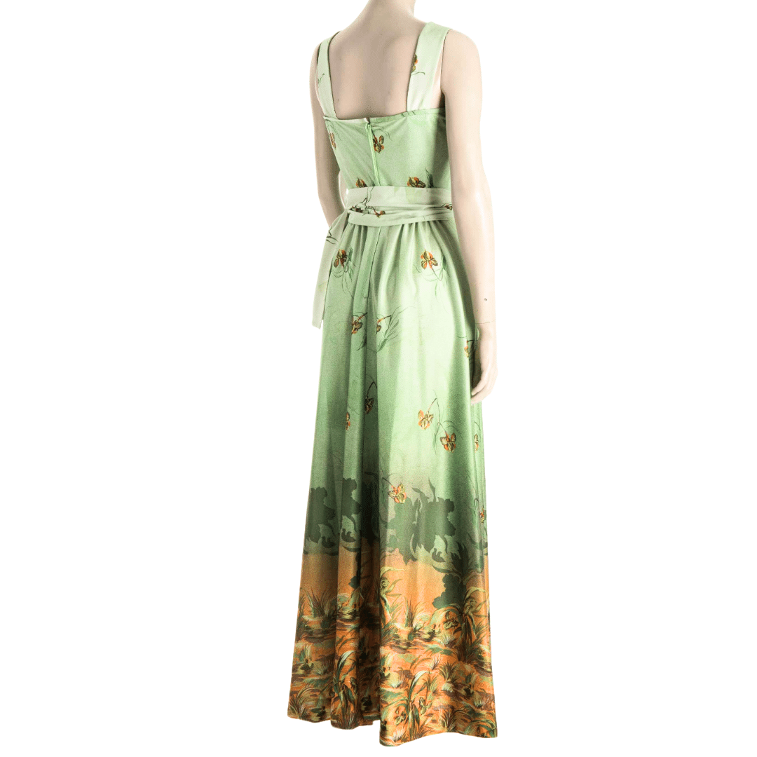 Floral maxi dress with belt - M