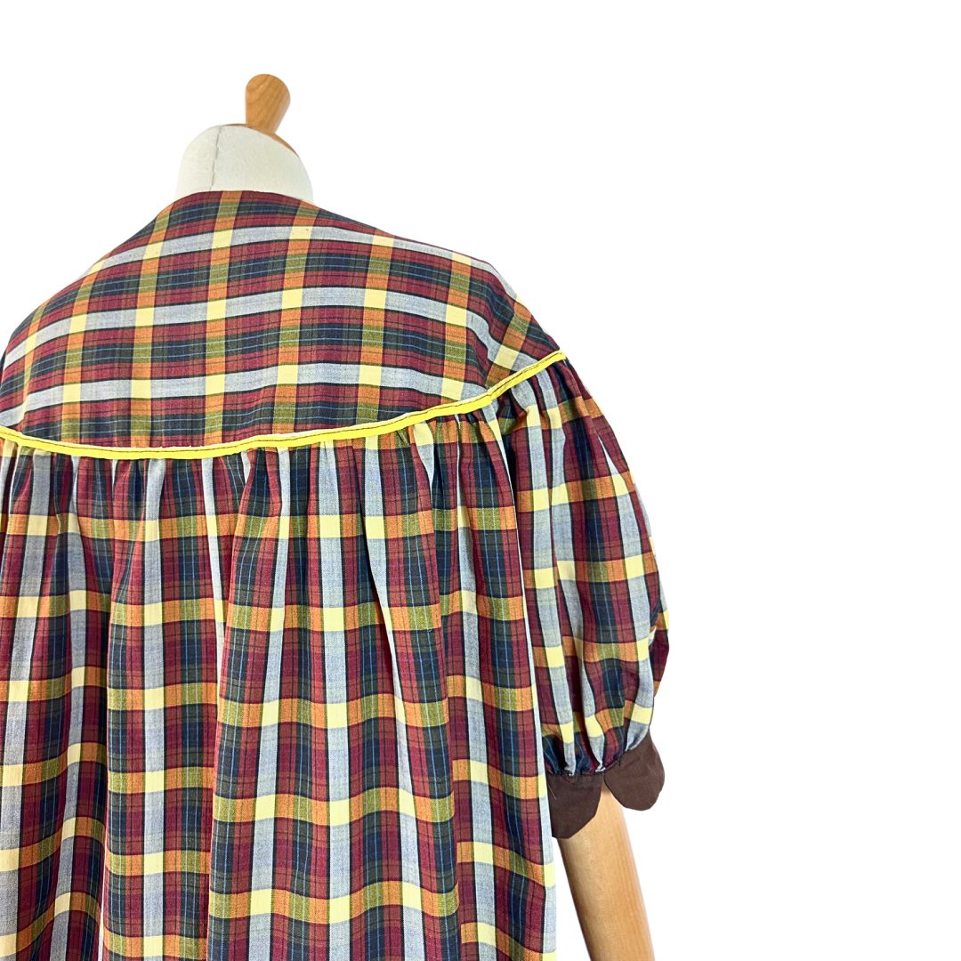 Vintage plaid puff sleeve dress - M