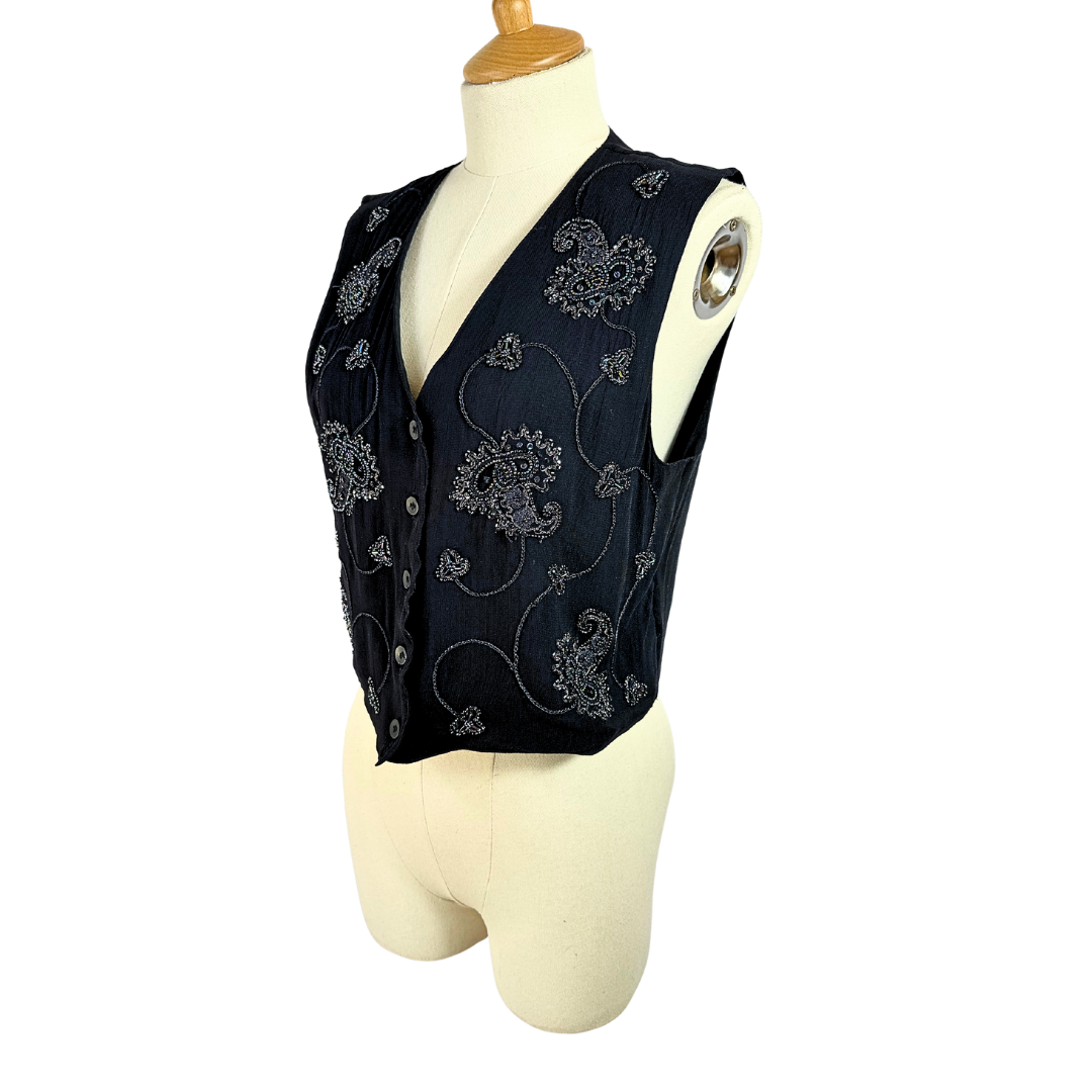 Vintage beaded cropped waistcoat - S